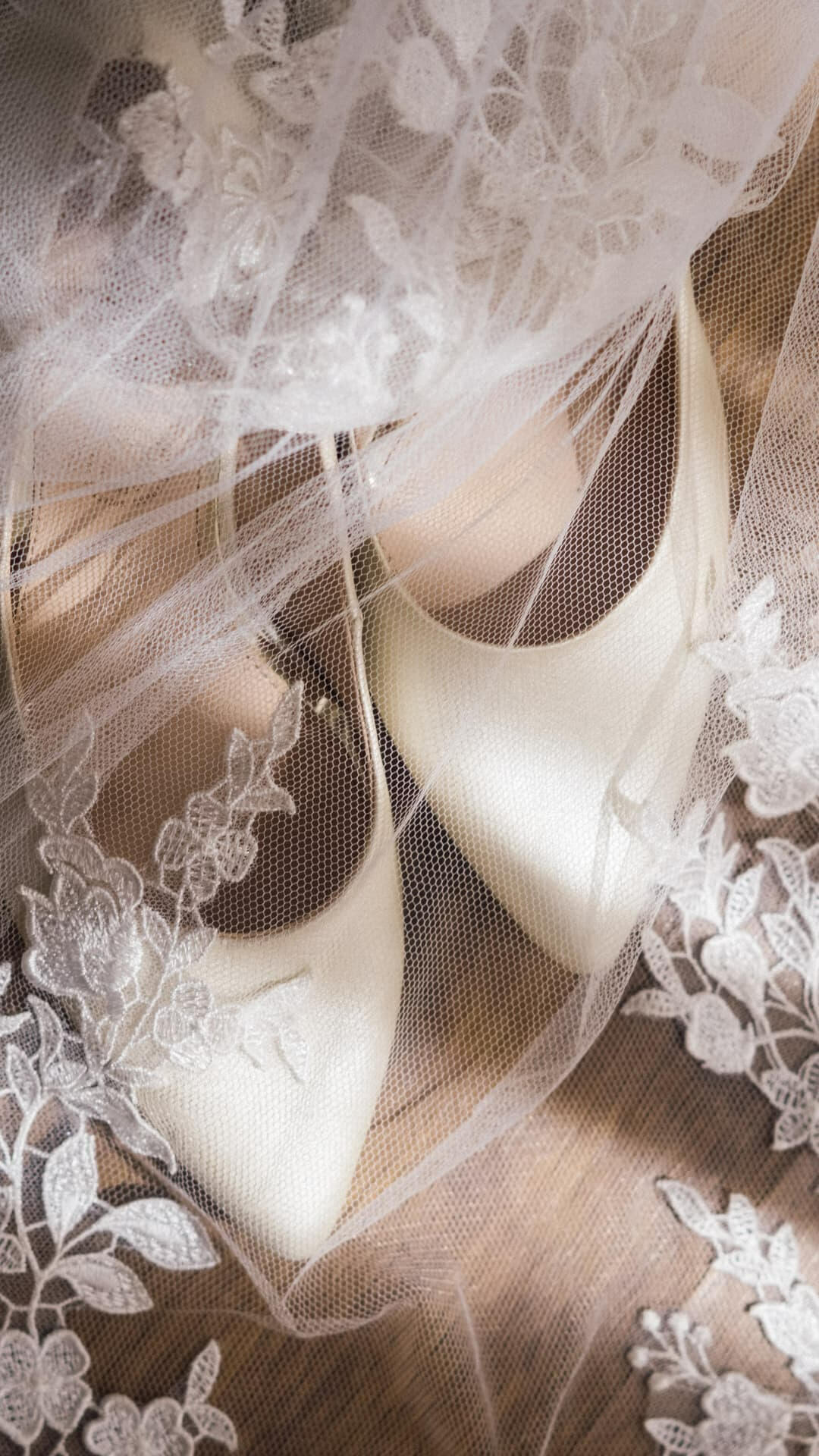 A pair of wedding shoes indicating the weddings and bridal styling services of Francesco Varamo, renowned Italian hairstylist & artistic director, Malta.